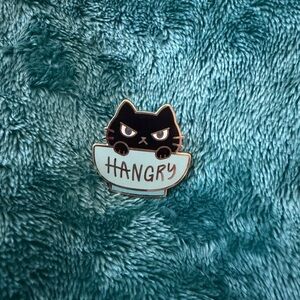 Black Cat Hangry Enamel Pin